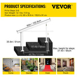 VEVOR Stair Railing Kit, 152.4 cm Handrails for Outdoor 0-5 Steps, Adjustable Angle White Aluminum Stair Handrail, Indoor & Outdoor Stairs for the Elderly