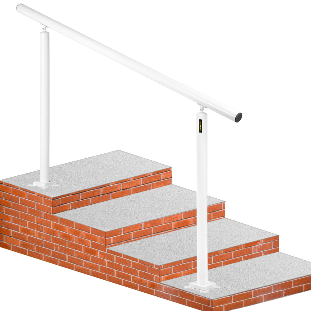 VEVOR Stair Railing Kit, 152.4 cm Handrails for Outdoor 0-5 Steps, Adjustable Angle White Aluminum Stair Handrail, Indoor & Outdoor Stairs for the Elderly