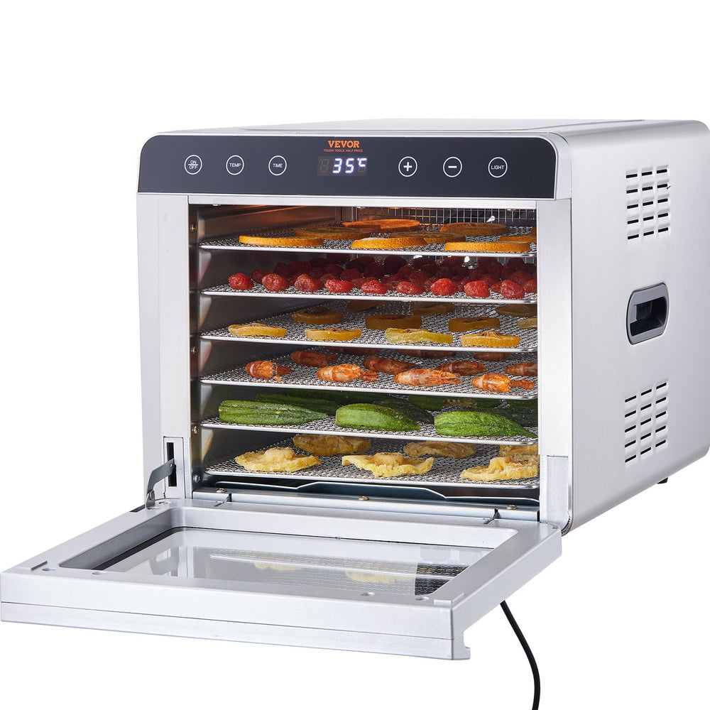 VEVOR 6 Trays Food Dehydrator Machine Stainless Steel 700W Jerky Fruit Drying