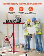 VEVOR 3353mm Drywall Lift, Heavy-Duty 68 kg Sheetrock Hoist with Adjustable Telescoping Arm, Lockable Wheels, Drywall Lifter Panel Jack Hoist Tools Ideal for Ceiling & Wall Installation (Red)