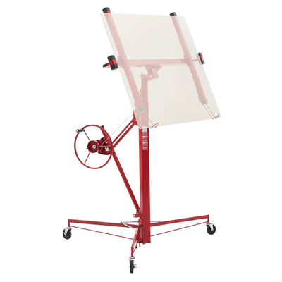 VEVOR 3353mm Drywall Lift, Heavy-Duty 68 kg Sheetrock Hoist with Adjustable Telescoping Arm, Lockable Wheels, Drywall Lifter Panel Jack Hoist Tools Ideal for Ceiling & Wall Installation (Red)