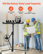 VEVOR 3353mm Drywall Lift, Heavy-Duty 68 kg Sheetrock Hoist with Adjustable Telescoping Arm, Lockable Wheels, Drywall Lifter Panel Jack Hoist Tools Ideal for Ceiling & Wall Installation (Black)