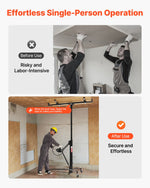 VEVOR 3353mm Drywall Lift, Heavy-Duty 68 kg Sheetrock Hoist with Adjustable Telescoping Arm, Lockable Wheels, Drywall Lifter Panel Jack Hoist Tools Ideal for Ceiling & Wall Installation (Black)