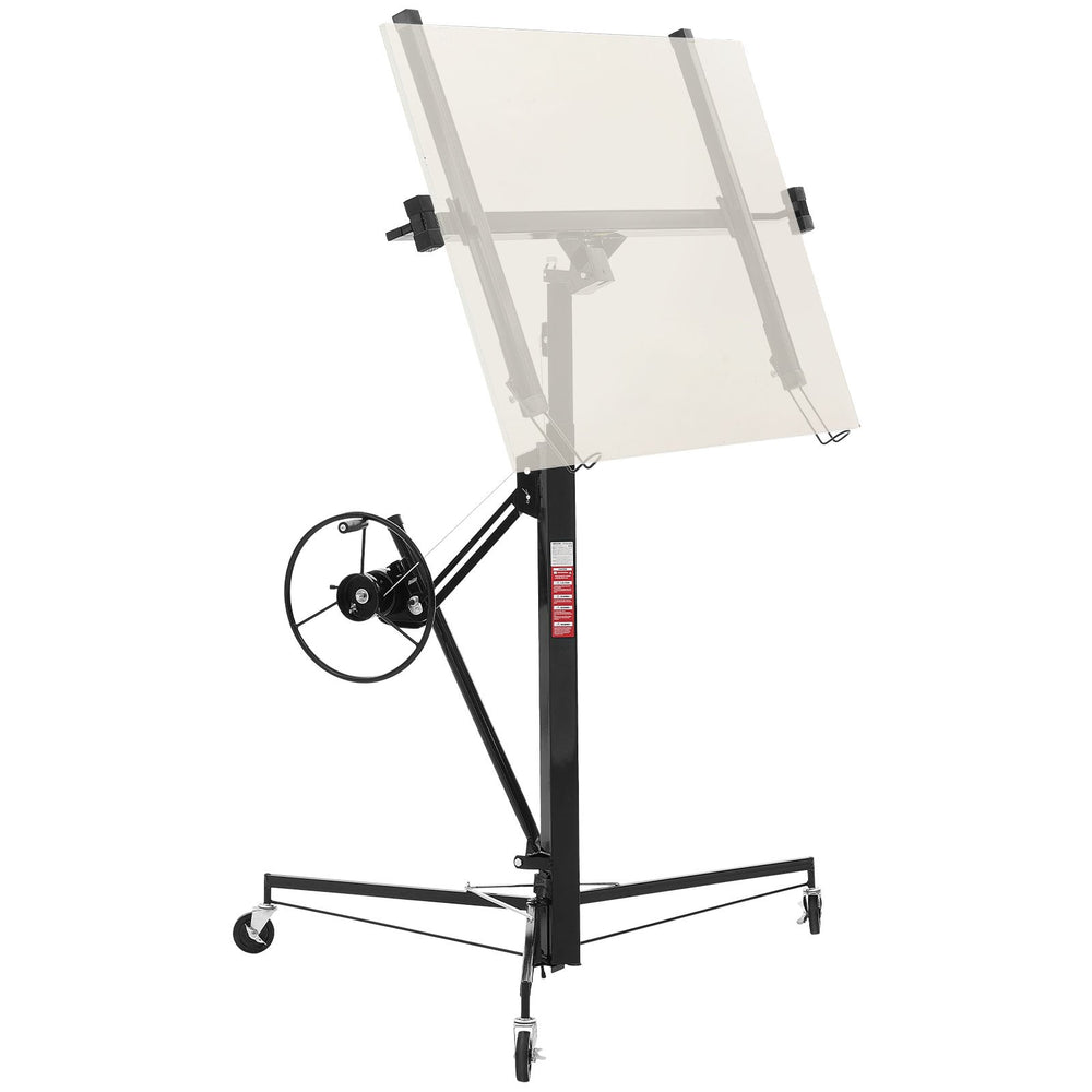 VEVOR 3353mm Drywall Lift, Heavy-Duty 68 kg Sheetrock Hoist with Adjustable Telescoping Arm, Lockable Wheels, Drywall Lifter Panel Jack Hoist Tools Ideal for Ceiling & Wall Installation (Black)