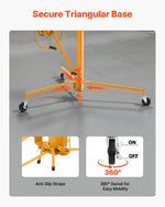 VEVOR 4877 mm Drywall Lift, Heavy-Duty 68 kg Sheetrock Hoist with Adjustable Telescoping Arm, Lockable Wheels, Drywall Lifter Panel Jack Hoist Tools Ideal for Ceiling & Wall Installation (Yellow)