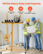 VEVOR 3353mm Drywall Lift, Heavy-Duty 68 kg Sheetrock Hoist with Adjustable Telescoping Arm, Lockable Wheels, Drywall Lifter Panel Jack Hoist Tools Ideal for Ceiling & Wall Installation (Yellow)