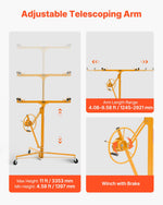 VEVOR 3353mm Drywall Lift, Heavy-Duty 68 kg Sheetrock Hoist with Adjustable Telescoping Arm, Lockable Wheels, Drywall Lifter Panel Jack Hoist Tools Ideal for Ceiling & Wall Installation (Yellow)