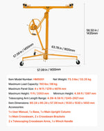 VEVOR 3353mm Drywall Lift, Heavy-Duty 68 kg Sheetrock Hoist with Adjustable Telescoping Arm, Lockable Wheels, Drywall Lifter Panel Jack Hoist Tools Ideal for Ceiling & Wall Installation (Yellow)