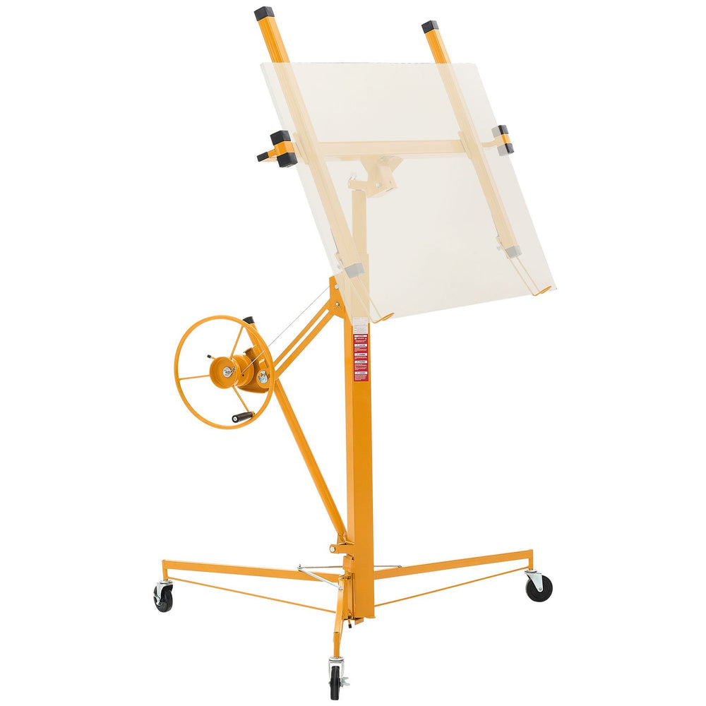 VEVOR 3353mm Drywall Lift, Heavy-Duty 68 kg Sheetrock Hoist with Adjustable Telescoping Arm, Lockable Wheels, Drywall Lifter Panel Jack Hoist Tools Ideal for Ceiling & Wall Installation (Yellow)