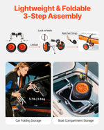 VEVOR Kayak Cart, 90 kg Load Capacity, Foldable Kayak Trolley with 25.4 cm Solid Rubber Tires & 1 Ratchet Strap, Paddle Board Trolley for Carrying Kayaks, Canoes, Paddleboards, Float Mats, Jon Boats