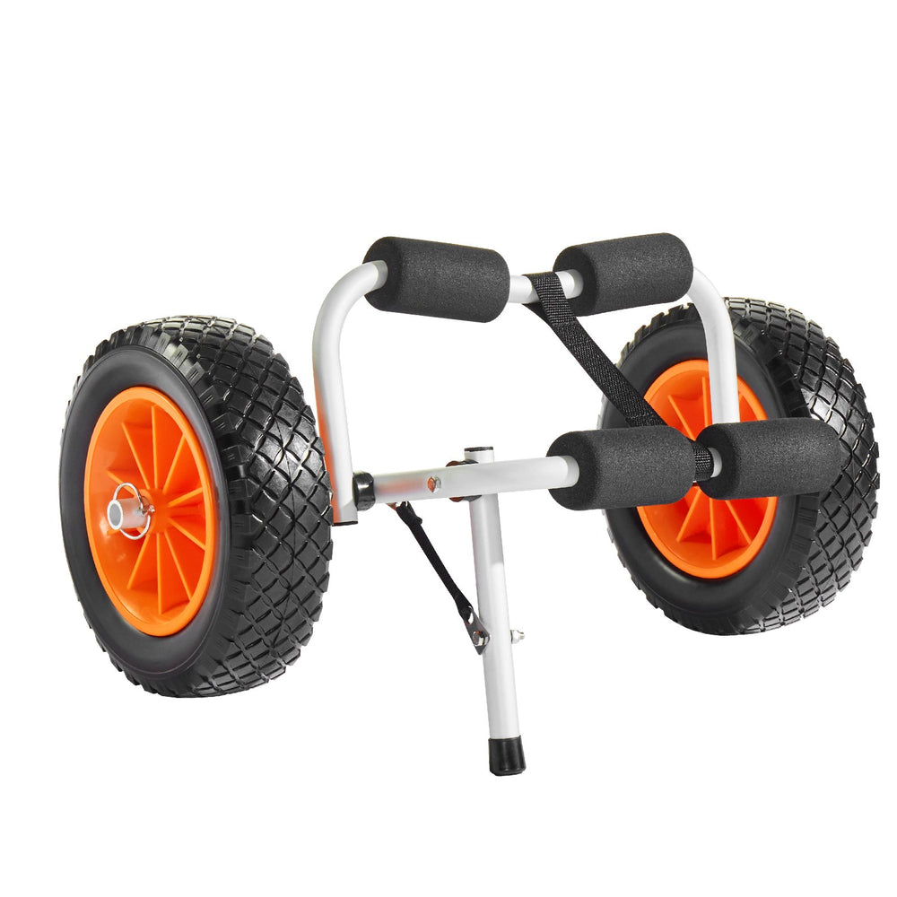 VEVOR Kayak Cart, 90 kg Load Capacity, Foldable Kayak Trolley with 25.4 cm Solid Rubber Tires & 1 Ratchet Strap, Paddle Board Trolley for Carrying Kayaks, Canoes, Paddleboards, Float Mats, Jon Boats