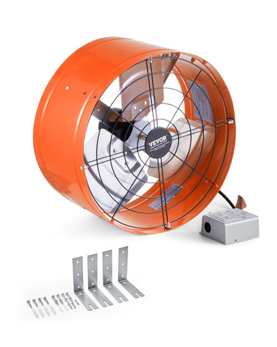 VEVOR Gable Mount Fan, 15 Inch Attic Exhaust Fan with Adjustable Thermostat &amp; Outer Mesh, 1650 CFM House Ventilator Cools Up to 2360 Sq.Ft, Quiet Ventilation for Roof, Garage &amp; Shop, Vibrant Orange