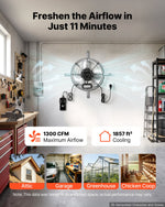 VEVOR Gable Mount Fan, 38 cm Gable Attic Vent Exhaust Fan with Thermostat, 1300 CFM Cooling and Ventilation for Home, Garage, Warehouses, Workshops, Carbon Steel Housing with Mounting Brackets, Silver