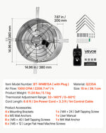 VEVOR Gable Mount Fan, 38 cm Gable Attic Vent Exhaust Fan with Thermostat, 1300 CFM Cooling and Ventilation for Home, Garage, Warehouses, Workshops, Carbon Steel Housing with Mounting Brackets, Silver