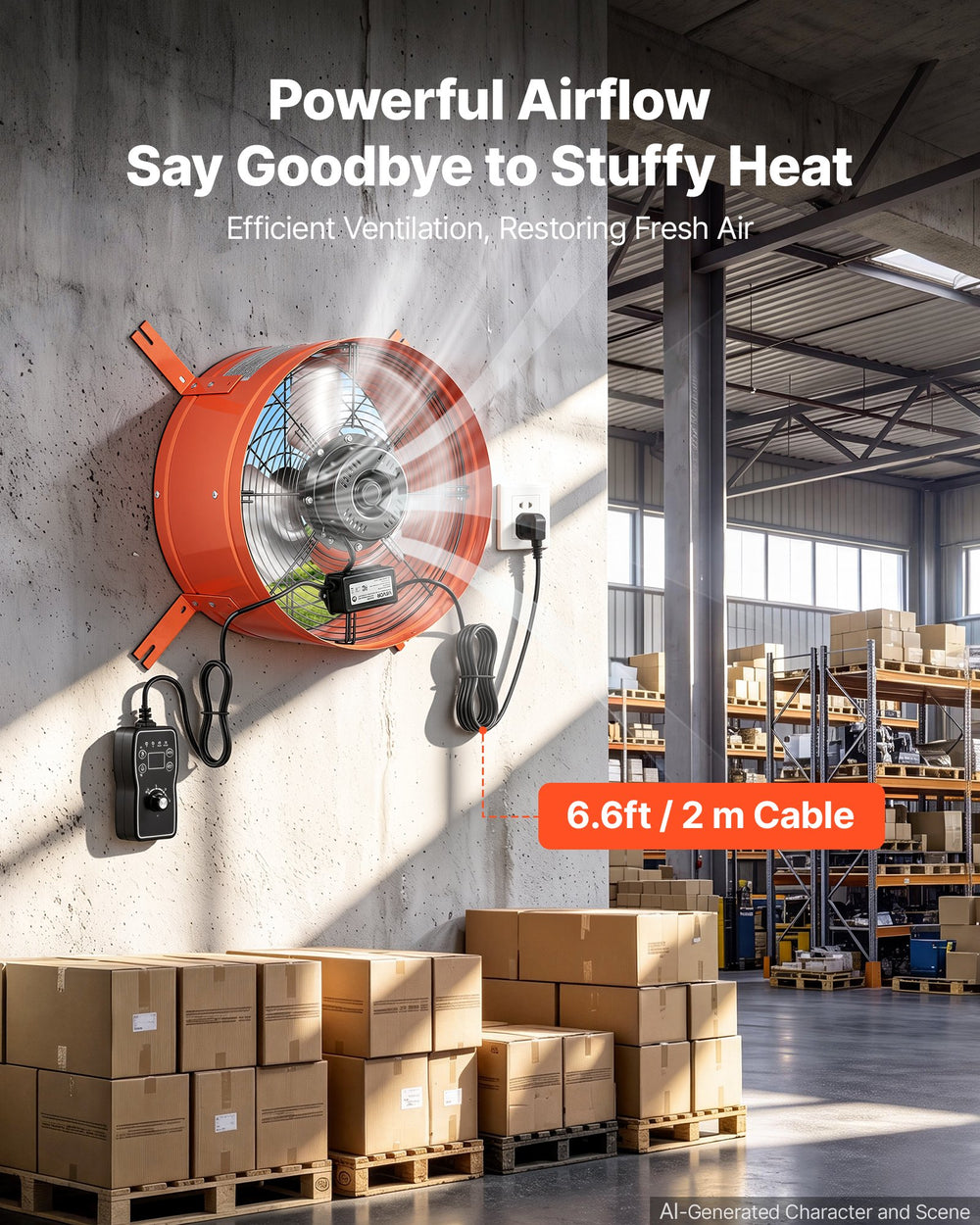 VEVOR Gable Mount Fan, 38.1 cm Attic Vent Exhaust Fan 1650 CFM Thermostat, Cooling and Ventilation for Home, Garage, Warehouse, Workshop, Carbon Steel Housing with Mounting Brackets & Hardware, Orange