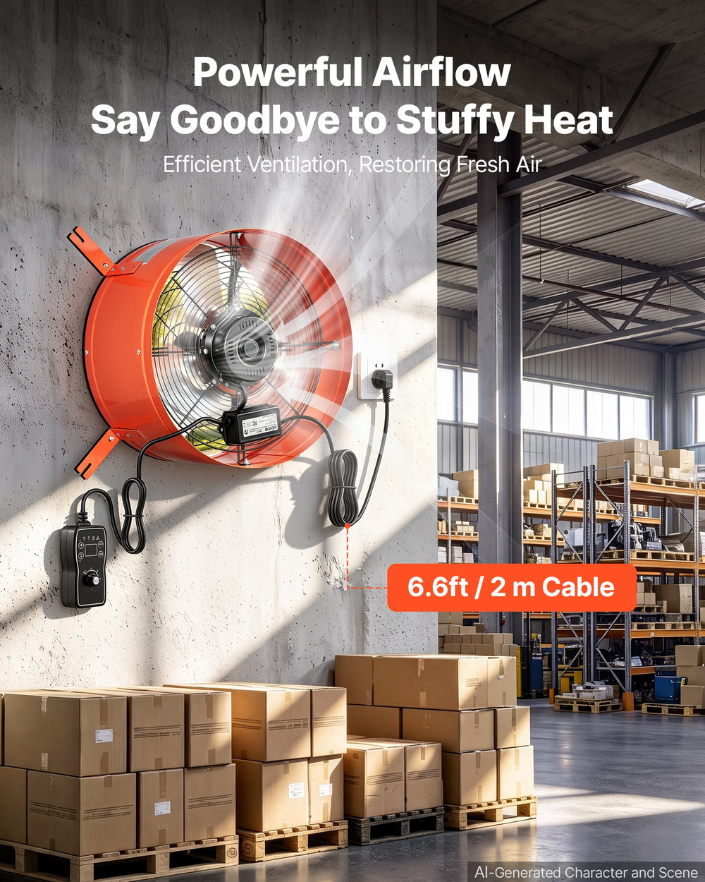 VEVOR Gable Mount Fan, 40.6 cm Attic Vent Exhaust Fan 1945 CFM Thermostat, Cooling and Ventilation for Home, Garage, Warehouse, Workshop, Carbon Steel Housing with Mounting Brackets & Hardware, Orange