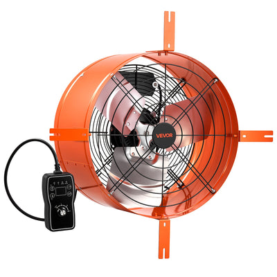VEVOR Gable Mount Fan, 40.6 cm Attic Vent Exhaust Fan 1945 CFM Thermostat, Cooling and Ventilation for Home, Garage, Warehouse, Workshop, Carbon Steel Housing with Mounting Brackets & Hardware, Orange