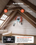 VEVOR Gable Mount Fan, 40.6 cm Attic Vent Exhaust Fan 2940 CFM Thermostat, Cooling and Ventilation for Home, Garage, Warehouse, Workshop, Carbon Steel Housing with Mounting Brackets & Hardware, Orange