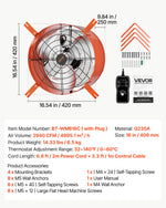 VEVOR Gable Mount Fan, 40.6 cm Attic Vent Exhaust Fan 2940 CFM Thermostat, Cooling and Ventilation for Home, Garage, Warehouse, Workshop, Carbon Steel Housing with Mounting Brackets & Hardware, Orange