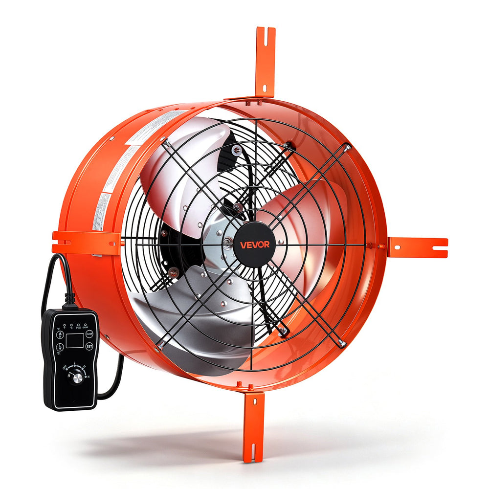 VEVOR Gable Mount Fan, 40.6 cm Attic Vent Exhaust Fan 2940 CFM Thermostat, Cooling and Ventilation for Home, Garage, Warehouse, Workshop, Carbon Steel Housing with Mounting Brackets & Hardware, Orange