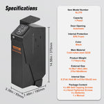 VEVOR Mounted Gun Safe for Pistols Biometric Gun Safe 3 Access Ways for 1 Pistol