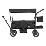 VEVOR Wagon Stroller for 2 Kids, Push Pull Quad Collapsible Stroller with Adjustable Handle, Encircling Harness Removable Canopy, 4 Wheels w/ Brakes, Mutifunction Tandem Stroller for Camping Black