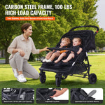 VEVOR Double Stroller, Side x Side, Foldable Lightweight Twin Stroller with Tandem Seating, Adjustable Footrest/Rotating Handle, Wrap-Around Safety Harness,Storage Basket,for Newborn & Toddler (Black)