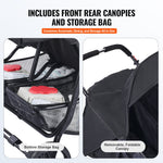 VEVOR Double Stroller, Side x Side, Foldable Lightweight Twin Stroller with Tandem Seating, Adjustable Footrest/Rotating Handle, Wrap-Around Safety Harness,Storage Basket,for Newborn & Toddler (Black)