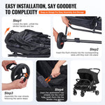 VEVOR Double Stroller, Side x Side, Foldable Lightweight Twin Stroller with Tandem Seating, Adjustable Footrest/Rotating Handle, Wrap-Around Safety Harness,Storage Basket,for Newborn & Toddler (Black)