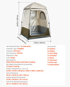 VEVOR Camping Shower Tent, 1 Room, Foldable Privacy Tent Changing Room with Ground Stakes, Ropes, Carry Bag, and Crossbar, 210D Oxford Fabric with Silver Coating, for Camping, Beach, and Fishing