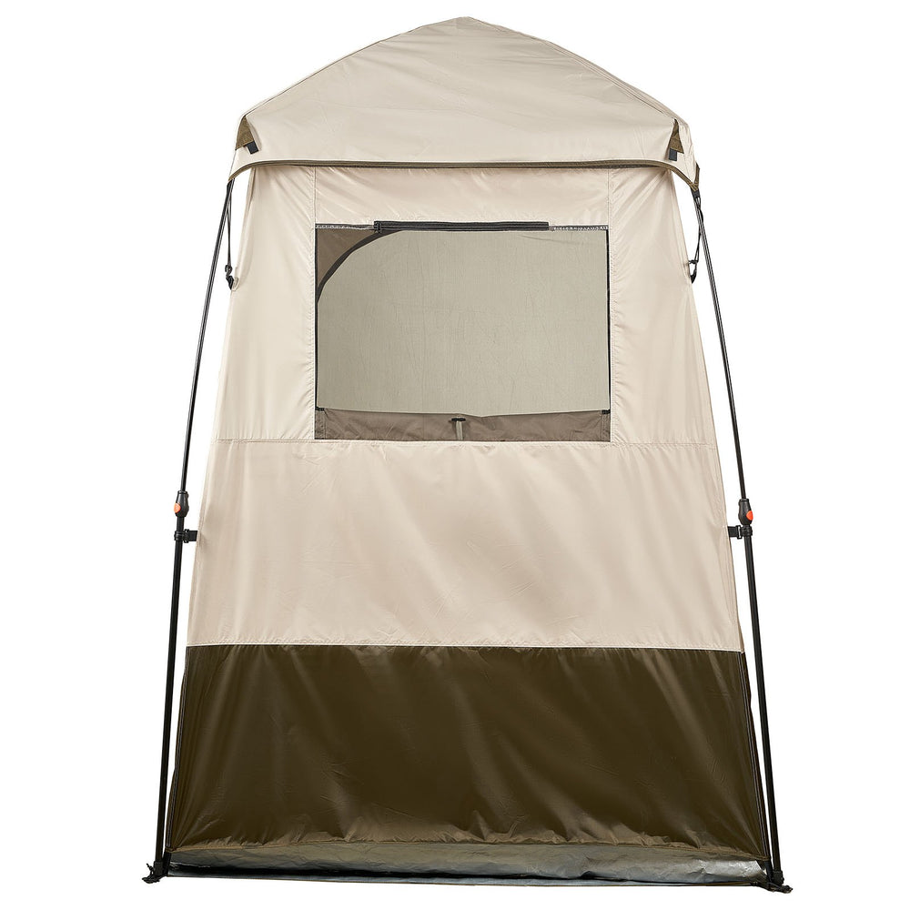 VEVOR Camping Shower Tent, 1 Room, Foldable Privacy Tent Changing Room with Ground Stakes, Ropes, Carry Bag, and Crossbar, 210D Oxford Fabric with Silver Coating, for Camping, Beach, and Fishing