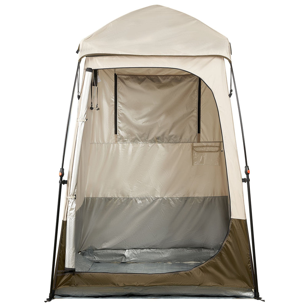VEVOR Camping Shower Tent, 1 Room, Foldable Privacy Tent Changing Room with Ground Stakes, Ropes, Carry Bag, and Crossbar, 210D Oxford Fabric with Silver Coating, for Camping, Beach, and Fishing