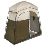 VEVOR Camping Shower Tent, 2-Room Foldable Portable Privacy Tent Changing Room with Ground Stakes, Ropes, and Carry Bag, 150D Oxford Fabric with Silver Coating, for Camping, Beach, and Fishing