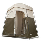 VEVOR Camping Shower Tent, 2-Room Foldable Portable Privacy Tent Changing Room with Ground Stakes, Ropes, and Carry Bag, 150D Oxford Fabric with Silver Coating, for Camping, Beach, and Fishing