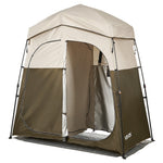 VEVOR Camping Shower Tent, 2-Room Foldable Portable Privacy Tent Changing Room with Ground Stakes, Ropes, and Carry Bag, 150D Oxford Fabric with Silver Coating, for Camping, Beach, and Fishing