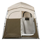 VEVOR Camping Shower Tent, 2-Room Foldable Portable Privacy Tent Changing Room with Ground Stakes, Ropes, and Carry Bag, 150D Oxford Fabric with Silver Coating, for Camping, Beach, and Fishing