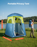VEVOR Camping Shower Tent, 1 Room, Portable Privacy Tent Changing Room with Shower Bag, Ground Stakes, Ropes, Carry Bag, and Support Poles, 150D Oxford Fabric with Silver Coating, for Camping, Fishing