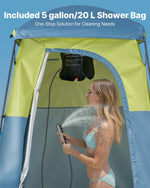 VEVOR Camping Shower Tent, 1 Room, Portable Privacy Tent Changing Room with Shower Bag, Ground Stakes, Ropes, Carry Bag, and Support Poles, 150D Oxford Fabric with Silver Coating, for Camping, Fishing