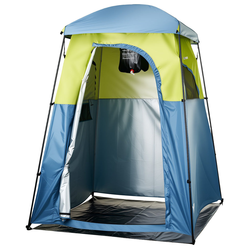 VEVOR Camping Shower Tent, 1 Room, Portable Privacy Tent Changing Room with Shower Bag, Ground Stakes, Ropes, Carry Bag, and Support Poles, 150D Oxford Fabric with Silver Coating, for Camping, Fishing