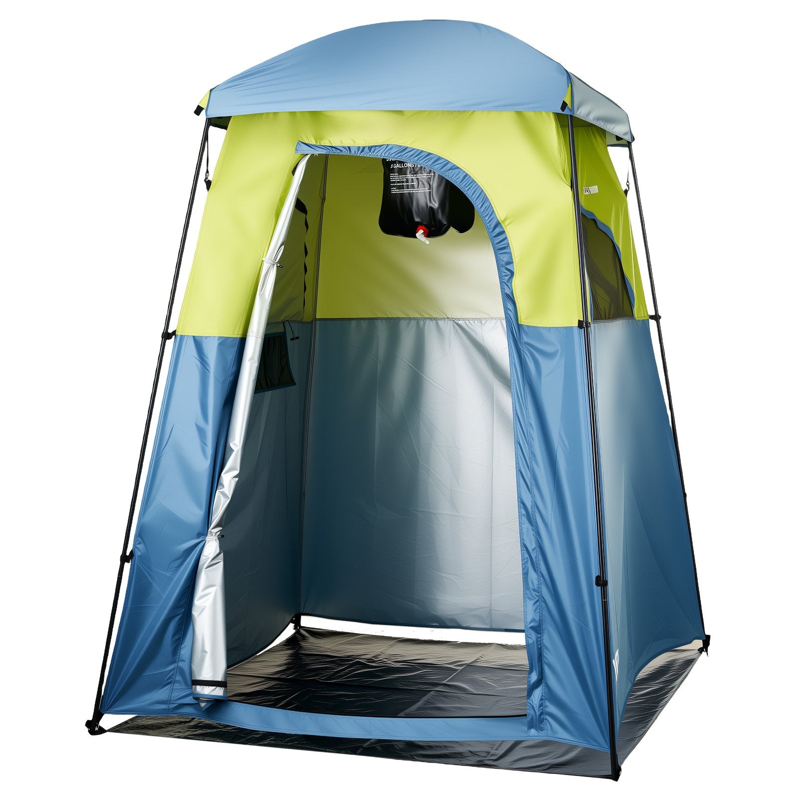 VEVOR Camping Shower Tent, 1 Room, Portable Privacy Tent Changing Room with Shower Bag, Ground Stakes, Ropes, Carry Bag, and Support Poles, 150D Oxford Fabric with Silver Coating, for Camping, Fishing