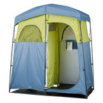 VEVOR Camping Shower Tent, 2-Room Portable Privacy Tent Changing Room with Shower Bag, Ground Stakes, Ropes, Carry Bag, and Support Poles, 150D Oxford Fabric with Silver Coating, for Camping, Fishing