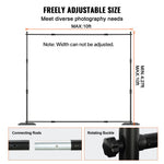 VEVOR 304.8 x 304.8 cm Pipe and Drape Kit, Heavy Duty Backdrop Stand with Carbon Steel Base, Adjustable Backdrop Support with 6 Clamps and A Carry Bag for Wedding, Party, Event, Photography, and Exhibition