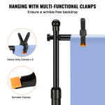 VEVOR 304.8 x 304.8 cm Pipe and Drape Kit, Heavy Duty Backdrop Stand with Carbon Steel Base, Adjustable Backdrop Support with 6 Clamps and A Carry Bag for Wedding, Party, Event, Photography, and Exhibition