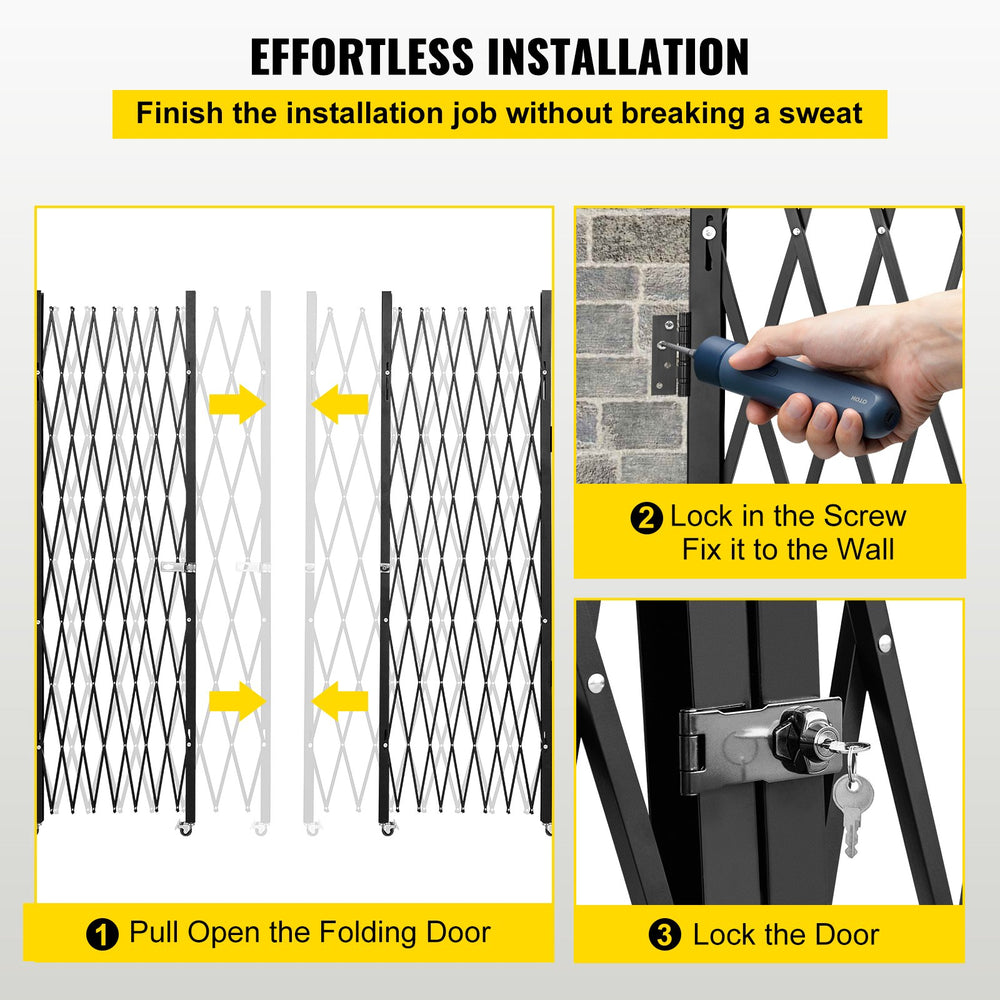 VEVOR Double Folding Security Gate Folding Door Gate 310 × 154 cm(W × H)Scissor Gate
