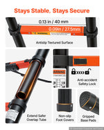 VEVOR Telescoping Ladder, 263 cm Extension Ladder One-Button Retraction, Heavy-Duty 150 kg Capacity, for Home Repairs, Painting, Window Cleaning and RV, Aluminum, Anti-Slip Steps, Orange & Black