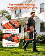 VEVOR Telescoping Ladder, 263 cm Extension Ladder One-Button Retraction, Heavy-Duty 150 kg Capacity, for Home Repairs, Painting, Window Cleaning and RV, Aluminum, Anti-Slip Steps, Orange & Black