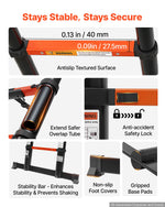 VEVOR Telescoping Ladder, 322 cm Extension Ladder One-Button Retraction, Heavy-Duty 150 kg Capacity, for Home Repairs, Painting, Window Cleaning and RV, Aluminum, Anti-Slip Steps, Orange & Black