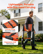 VEVOR Telescoping Ladder, 322 cm Extension Ladder One-Button Retraction, Heavy-Duty 150 kg Capacity, for Home Repairs, Painting, Window Cleaning and RV, Aluminum, Anti-Slip Steps, Orange & Black