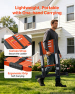 VEVOR Telescoping Ladder, 380 cm Extension Ladder One-Button Retraction, Heavy-Duty 150 kg Capacity, for Home Repairs, Painting, Window Cleaning and RV, Aluminum, Anti-Slip Steps, Orange & Black