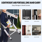 VEVOR Telescoping Ladder, 8.5FT Aluminum Lightweight Extension Ladder, One-button Retraction Collapsible Ladder, 375 LBS Capacity with Non-slip Feet, Portable Compact Ladders for Home, RV, Loft